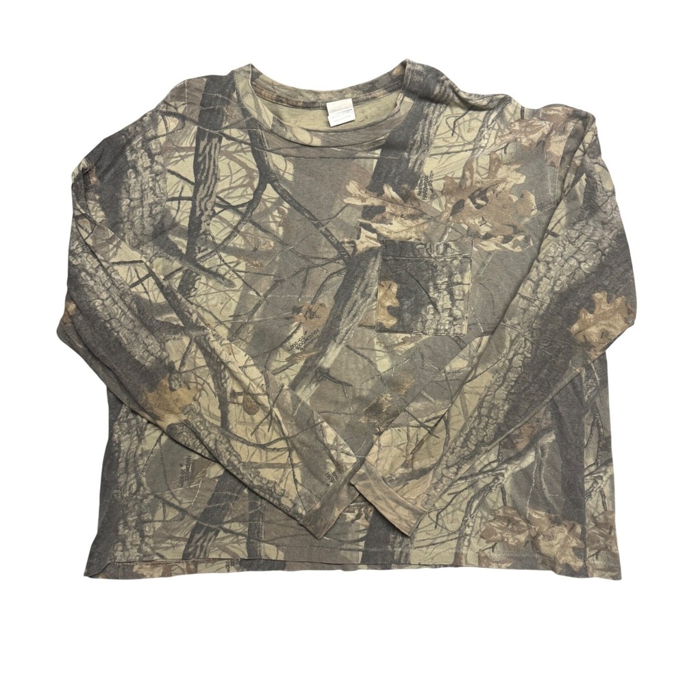 Vintage Realtree Hardwoods 20-200 Camo Pocket T-Shirt Mens 2XL Made in USA 90s